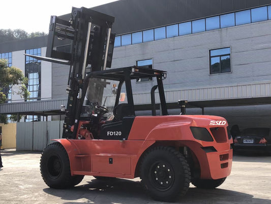 FD120 12 Ton Diesel Heavy Duty Forklift Truck Cummins Engine 3.5g Mast Steel Industry